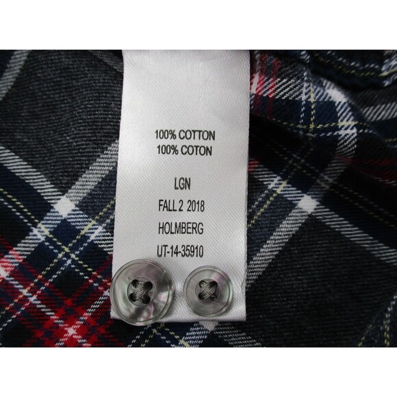 UNTUCKit Shirt Men Large Slim Fit Gray Red Holmberg Plaid Flannel Button Up * - Picture 6 of 11